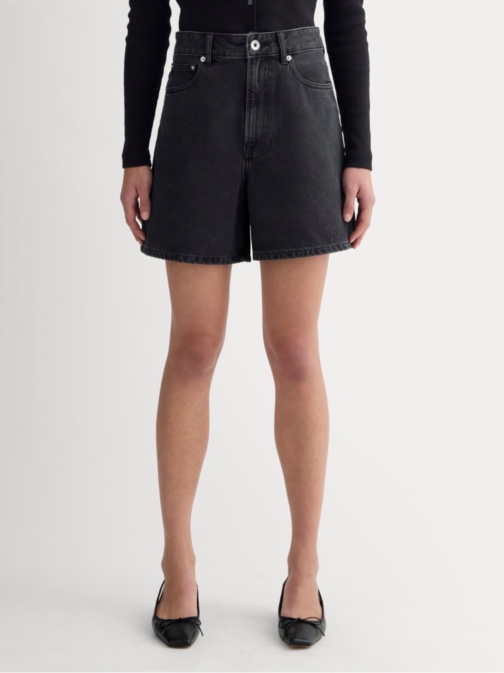 Everlane A-Line Denim Short in Washed Black Tag size 31